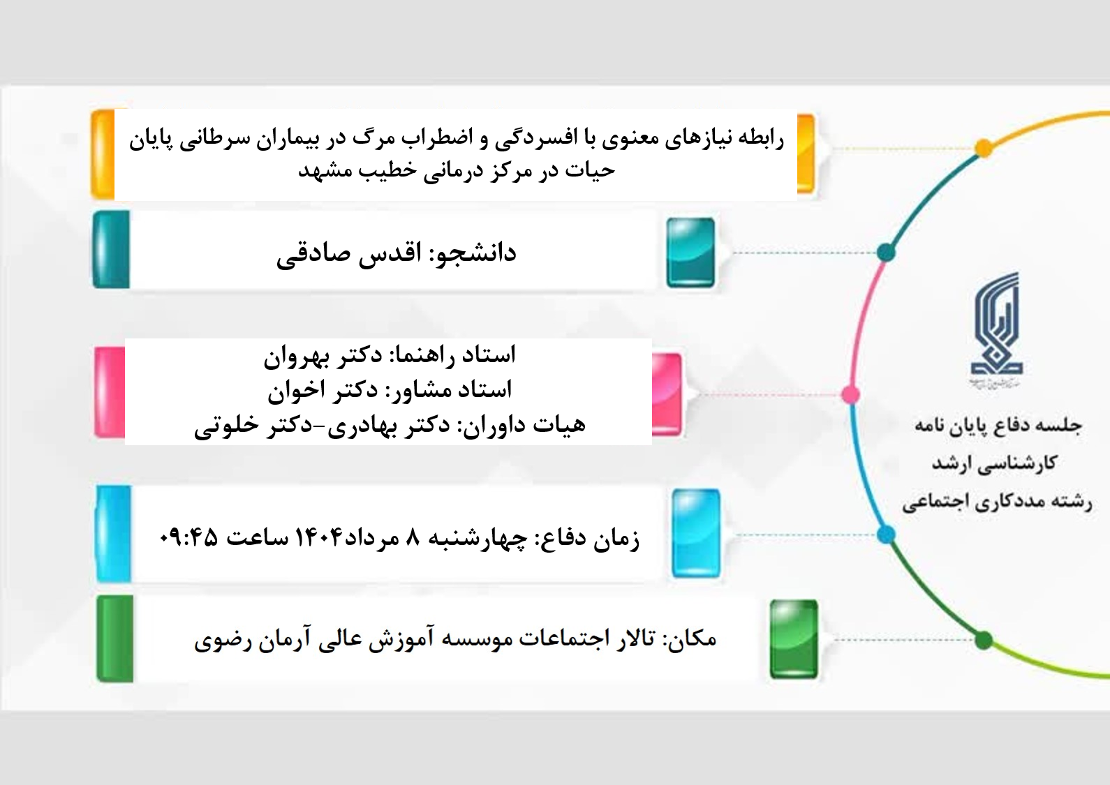 اطلاعیه برگزاری جلسات دفاع پایان نامه کارشناسی ارشد تیرماه 1404