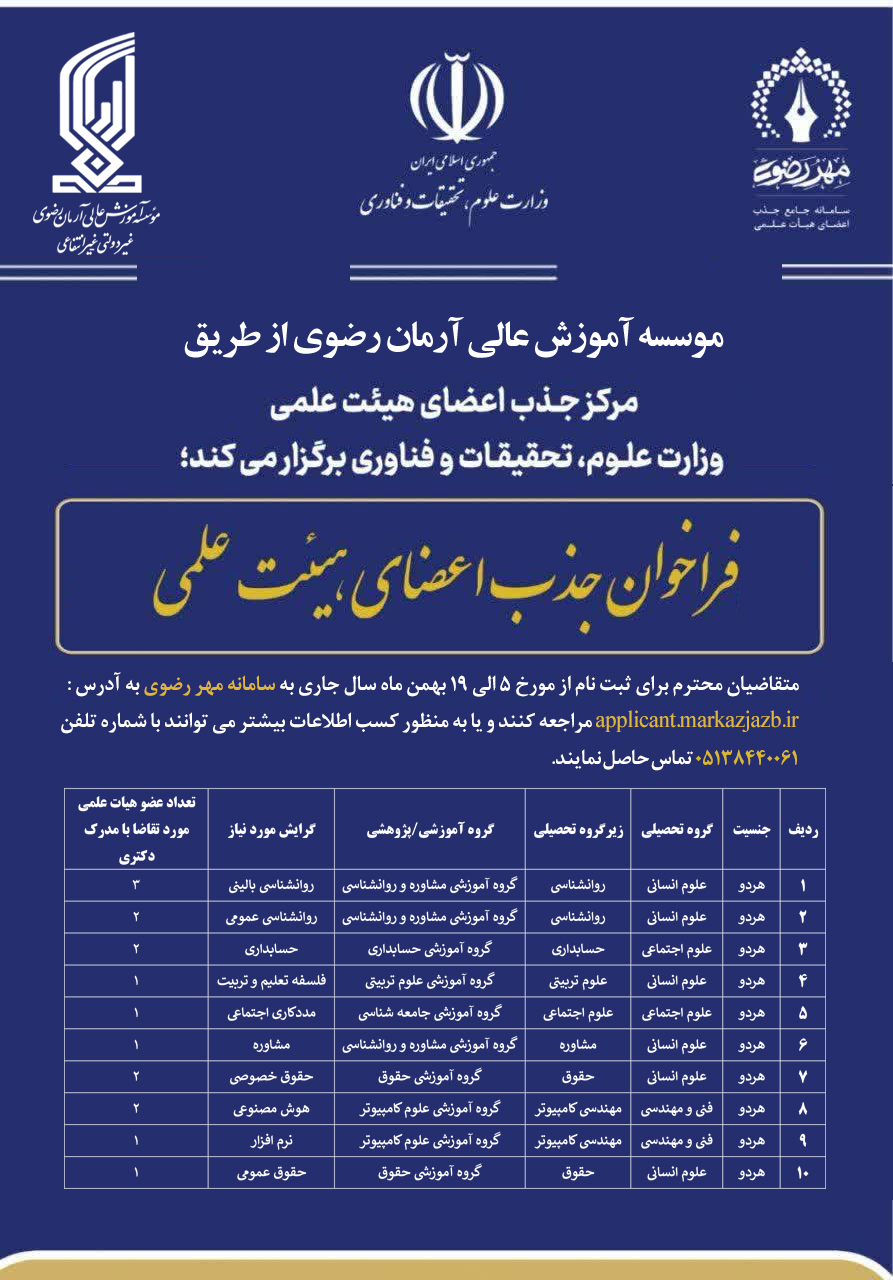 فراخوان جذب هیات علمی 1404